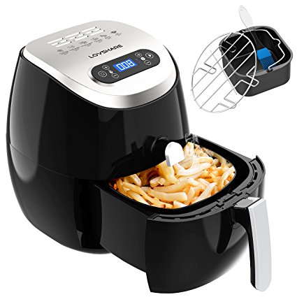Air Fryer LOVSHARE 1350W Oil Free Multi-functional Electric Air Fryer with Rapid Air Circulation Technology, Smart Programs with Automatic and Manual Timer & Temperature Controls，3L