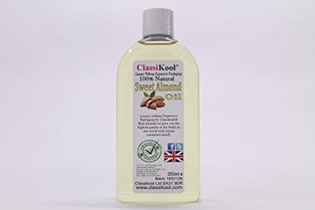 Classikool 250ml Sweet Almond Oil 100% Pure Natural Cold Pressed Food Grade Carrier for Massage