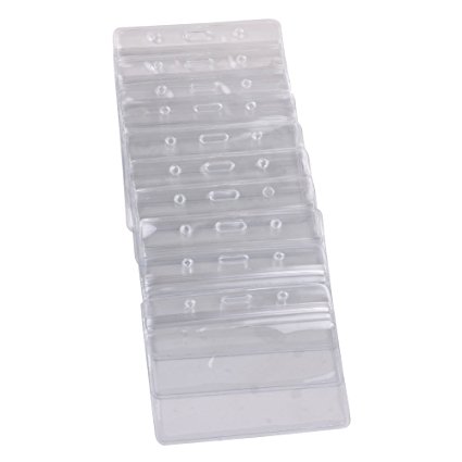 KLOUD City  10 pcs Clear PVC Business ID Badge Card Holder Case with Slot & Chain Holes (10 Horizontal Style)