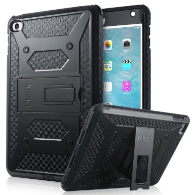 iPad Mini 4 CaseULAK KNOX ARMOR Hybrid Full-body Protective Stand Case with Built-in Screen Protector and Kickstand for Apple iPad Mini 4 2015 Release Black