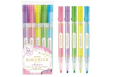 Zebra Glitter Highlighter, Kirarich, Pack of 5 (WKS18-5C) by Zebra