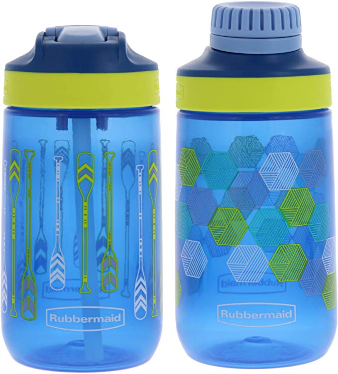 Rubbermaid Kids Water Bottle Sip, Chug - Leak-Proof Reusable Container - Help Keep Your Kids Hydrated - BPA-Free - Equipped with Protective Spout Cover - 14 Ounces, Varsity 2 Pack