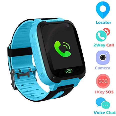 Jslai Kids Smart Watch Phone, GPS Tracker Smartwatch for 3-12 Year Old Boys Girls with SOS Camera Sim Card Slot Touch Screen Game Smartwatch for Childrens Gift Compatible for iOS and Android