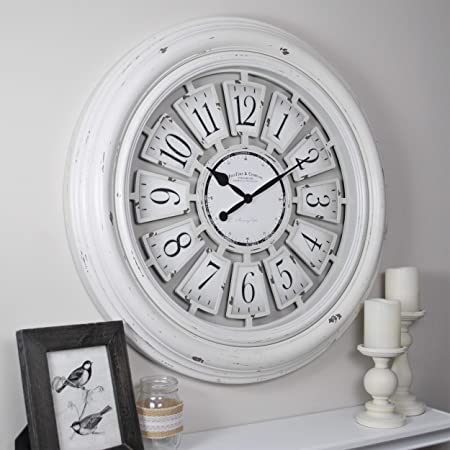 FirsTime & Co. Farmhouse Plaques Wall Clock, 29", Antique White