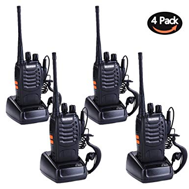 Walkie Talkies for Adults Rechargeable Two Way Radios Long Range Built In LED Flashlight Lithium-Ion Battery with Headphone Microphone Charger included (Pack of 4)