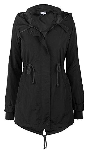 iLoveSIA Women's Military Jacket Rain Trench with Hood