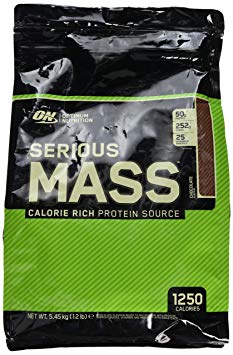 Optimum Nutrition Serious Mass Weight Gainer Whey Protein Powder with Vitamins, Creatine and Glutamine. Protein Shakes by ON - Chocolate, 16 Servings, 5.45kg