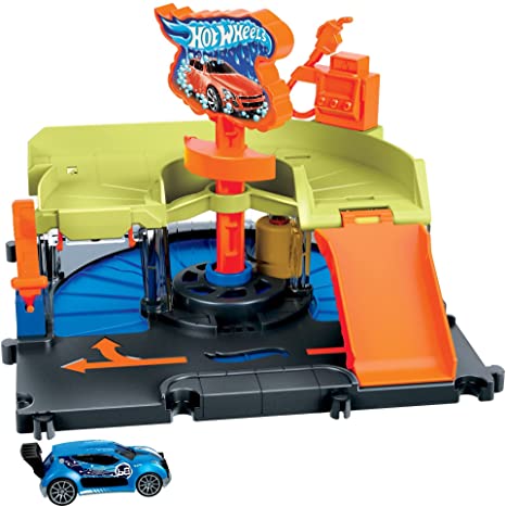 Hot Wheels City Downtown Express Car Wash Playset with 1 Car, Connects to Other Playsets & Tracks, Gift for Kids Ages 4 to 8 Years Old