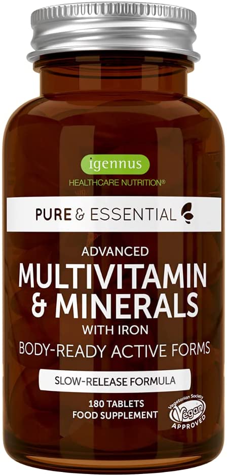 Pure & Essential Advanced Multivitamin & Minerals for Women with Iron & Folate, Sustained Release, Vegan, 3 Month Supply