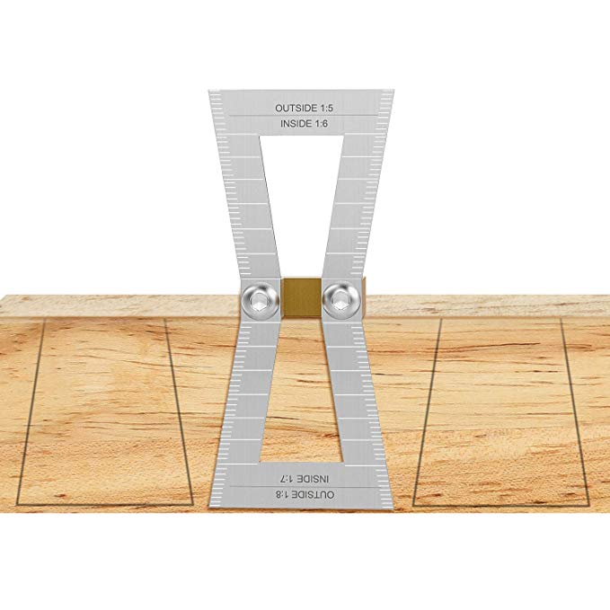 Dovetail Marker with Scale, Housolution Hand Cut Wood Joints Gauge Dovetail Guide Tool, Dovetail Template Size 1:5-1:6 and 1:7-1:8 for Woodworking - Silver