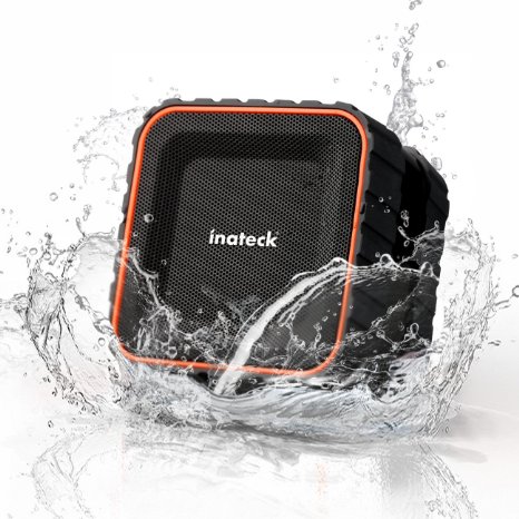 [Waterproof & Wireless] Inateck Outdoor Bluetooth Speaker with Enhanced Bass, 3W Driver with 6-8 Hours of Playtime, IPX5 Waterproof Speaker with Suction Cup for Showers Bathroom, Built in Microphone