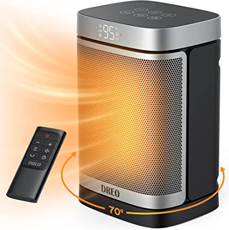 Dreo Space Heater for Indoor Use, 1500W Fast Heating Ceramic Electric Heater with Thermostat, Remote, Overheating & Tip-Over Protection, 1-12H Timer, 70° Oscillating Portable Heater for Office Bedroom