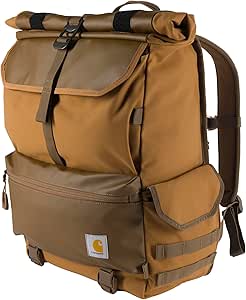 Carhartt Nylon Roll Top, Heavy-Duty Water-Resistant Backpack, Brown, One Size