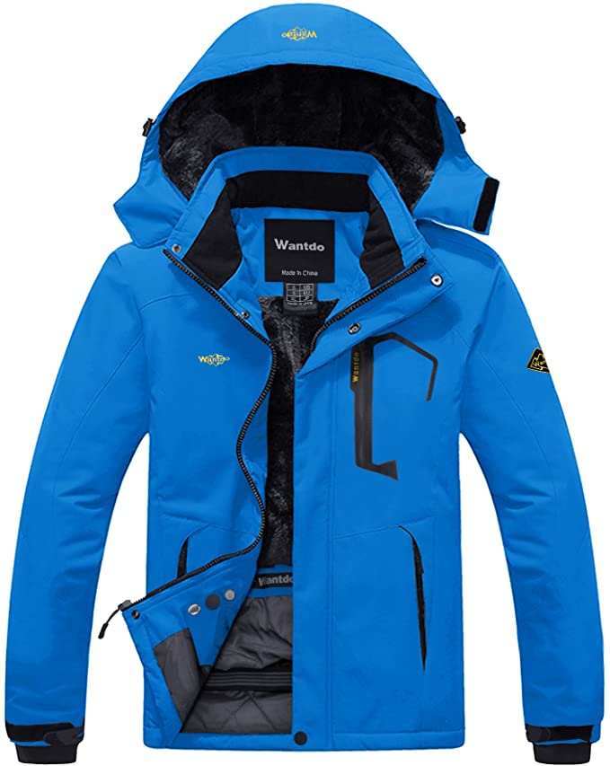 Wantdo Men's Mountain Waterproof Ski Jacket Windproof Rain Jacket Winter Warm Snow Coat