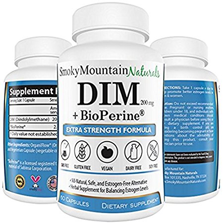 DIM Supplement 200mg Plus BioPerine (2 Month Supply) Menopause Relief, Estrogen Balance, PCOS & Cystic Hormonal Acne Treatment, Body Building. Aromatase Inhibitor. Vegan, Free of GMOs, Soy, Dairy