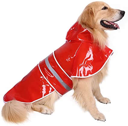 HDE Dog Raincoat - Clear Waterproof Rain Coat with Hood and Reflective Safety Strip - Adjustable Pet Raincoats for Small, Medium and Large Dogs - Extra Lightweight, Easy to Carry Puppy Rain Jacket