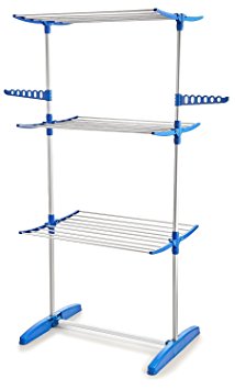Perilla Foldable Heavy Duty and Three Tier Aluminum Compact Storage Drying Rack System, Premium Size