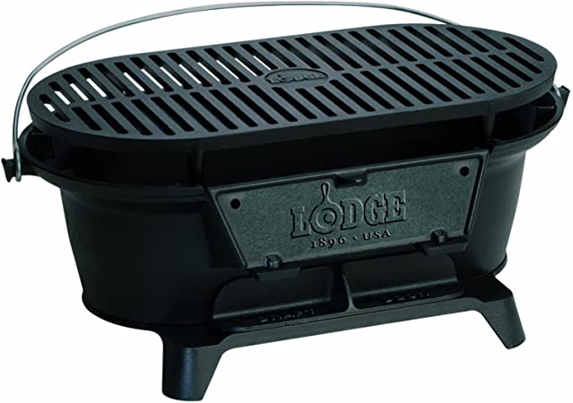 Lodge Pre-Seasoned Sportsman Charcoal Grill, Black