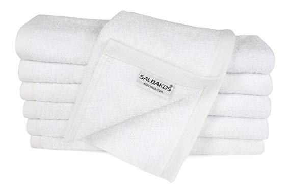 SALBAKOS Luxury Hotel & Spa Turkish Cotton 12-Piece Eco-Friendly Washcloth Set Bath, White