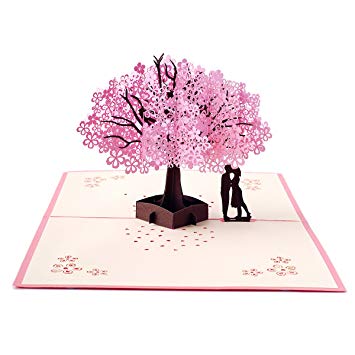 3D Love Pop up Card - Greeting Cards for Romantic Birthday, Mother's Day, Anniversary, Dating Card for Husband, Wife, Boyfriend, Girlfriend - Cherry Tree with Couples