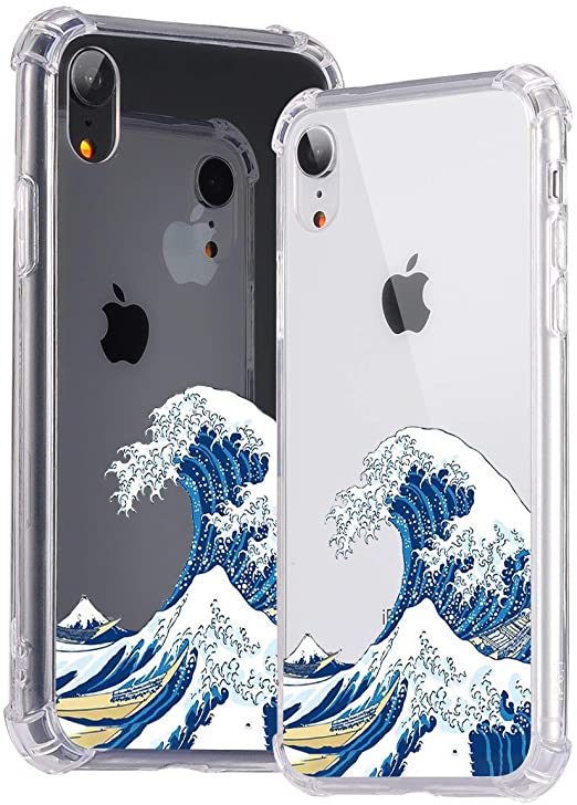 idocolors For iPhone 6s / 6 Case Shockproof Tokyo Waves Hard Back Reinforced Corners Crystal Clear Cover Cushion   Rugged Bumper Protective Phonecase Slim