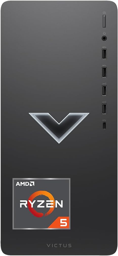 HP Victus Gaming Tower Desktop, AMD Ryzen 5 5600G (Beat i5-12400), AMD Radeon RX 6400, 64GB RAM, 2TB SSD, Wi-Fi, RJ-45, HDMI, Display Port, Windows 11 Home, Wired KB & Mouse, Black