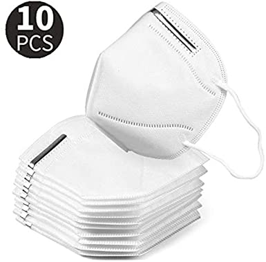 10PCS CE-FFP2 Grade M-a-s-k Disposable N-95 Vertical Folding Safety Respirator for Construction, Home, Traffic Dust, Construction, Cleaning. White