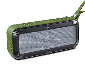 Portable Bluetooth Speaker, ATESSON Waterproof Outdoor and Shower Wireless NFC Speaker, Stereo Dual Drivers, 2000mAh Rechargeable Lithium Battery, 8-10 Hours Playtime, Built-In Mic, Army Green