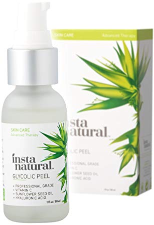 Glycolic Acid Facial Peel 30% - With Vitamin C, Hyaluronic Acid - Best Treatment to Exfoliate Deep, Minimize Pores, Reduce Acne & Breakouts, and Appearance of Aging & Scars - InstaNatural - 1 oz