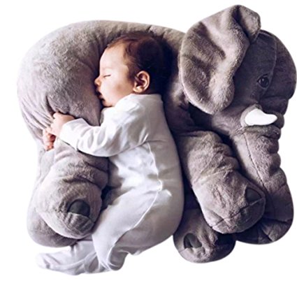 BA Baby Kids Children Toddler Soft Plush Elephant Sleep Pillow Lumbar Cushion Toys (grey)