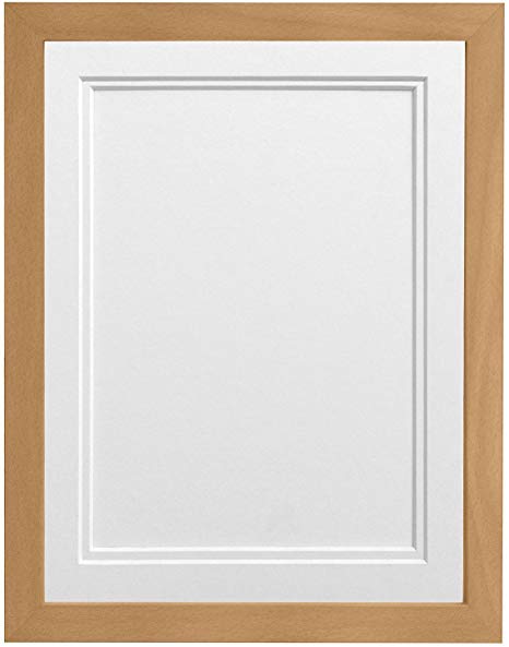 FRAMES BY POST H7 Picture, Photo and Poster Frame, Wood with Plastic Glass, Beech with White Double Mount, A2 Image Size A3