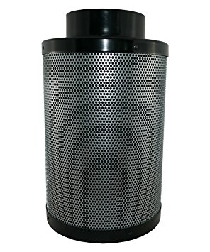 TerraBloom Carbon Filter, 6” by 16”, 400 CFM, Australian Certified Virgin Carbon (RC-48 Class, 1.8" Bed), Air Scrubber with Aluminum Top and Base … (6"x16")
