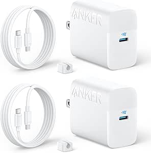 45W USB-C Super Fast Charger, Anker Charger with USB-C Cable, Supports PPS Fast Charging for Samsung Galaxy S24 Ultra/S24/S23 /S23/S22/Note20, iPhone, Pixel, and More (2-Pack 5 ft Cable Included)