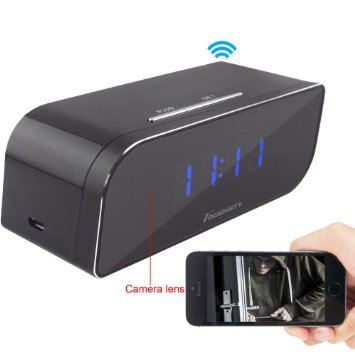 Toughsty8482 1280x720P HD P2P Wifi Hidden Camera Clock Motion Activated Video Recorder DV Camcorder for Android IOS APP Remote View 160Wide Angle