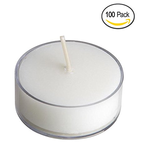 Clear Acrylic Tea-light Candles for Wedding, Holiday & Home Decoration by Royal Imports, 7 Hours Extended Burn Time (Set of 100)