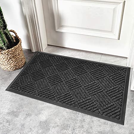 Olanly Original Durable Striped Door Mat, Indoor Outdoor, Easy Clean, Heavy Duty Doormat, 29X17, Striped Diamond Grey