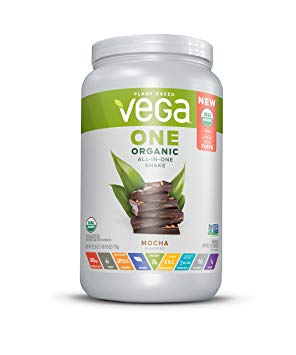 Vega One Organic All-in-One Shake Mocha (18 Servings, 1.6lb) - Plant Based Vegan Protein Powder, Non Dairy, Gluten Free, Non GMO