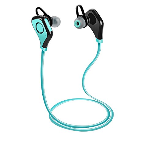 Bluetooth Headphones Tenswall Noise Cancelling Stereo Headset w/ Microphone Sports Running Gym Exercise Earphones Sweatproof Wireless Earbuds for iPhone 6 6 Plus Android Phone and other Enabled Bluetooth Devices Blue