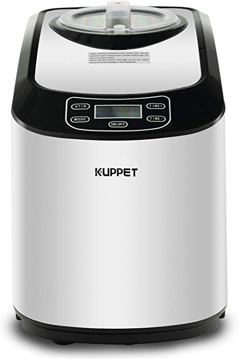 KUPPET Ice Cream Maker, 1.6 Quart Automatic Ice Cream Machine, Auto Shut-off Timer Function, Electric Programmable LCD Display Screen Countertop Easy Clean Interior Ice Cream Machine