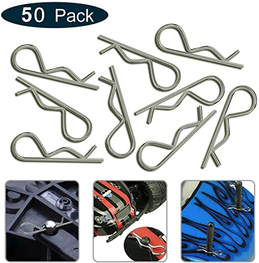 KCRTEK 50-Pack Universal RC Body Clips for All 1/10 1/12 Scale Redcat HPI Himoto HSP Exceed RC Car Parts Truck Buggy Shell Replacement
