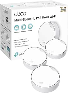 TP-Link Deco WiFi 6 Mesh AX3000Mbps bi-bande avec PoE Deco X50-PoE(3-pack), Couverture de 600㎡, 1 port 2,5 Gbit/s   1 port Gigabit, AI-Driven Mesh