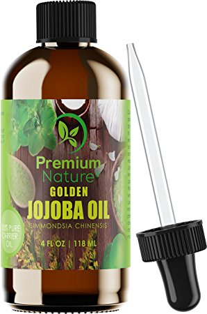 Golden Jojoba Oil Pure Natural - 4 oz Cold-Pressed Unrefined Natural Oil For Face Hair Nails & Skin - Remove Makeup Slow Down Signs of Aging - Hypoallergenic & Anti-Inflammatory - Premium Nature