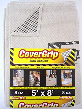 CoverGrip 8 oz Canvas Safety Drop Cloth, 5' x 8'
