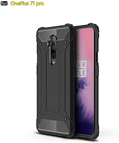 OnePlus 7T Pro Case, TPU  PC Iron Armor Shockproof Designed Case，Full Body Dual Layer Rugged Cover for OnePlus 7T Pro Case (Black)