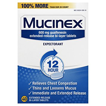 Mucinex 12-Hour Chest Congestion Expectorant Tablets, 40 Count