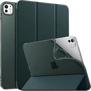 MoKo for iPad Pro 11 Inch Case M4 2024 (5th Gen), Ultra Slim Stand iPad Pro 11 M4 Case with Soft TPU Translucent Frosted Back Cover for iPad Pro 11'' 2024 (Model: A2836/A2837/A3006), Midnight Green