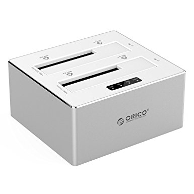 ORICO Aluminum USB3.0 to SATA 3.0 Dual-Bay 2.5 / 3.5 inch External Hard Drive Docking Station with Offline Clone Function [Support 2x8 TB Hard Drives]