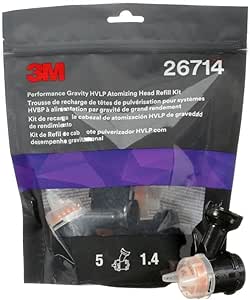 3M Performance Gravity HVLP Atomizing Head Refill Kit, 26714, Size 1.4, Orange, for use Performance Spray Gun PPS 2.0 Paint Cups, 5 Pack