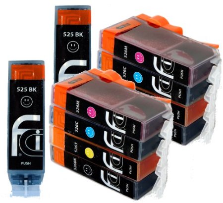 10 Canon Compatible CLI526 PGI525 Printing Ink Cartridges - NEW WITH CHIP INSTALLED NO FUSS - Multipack Set of 10 Canon Compatible Printer Ink Cartridges for CANON PIXMA iP4850 iP4950 MG5150 MG5250 MG5350 MG6150 MG6220 MG6250 MG8150 MG8220 MG8250 MX715 MX885 IX6550 Printer Inks PGI 525BK CLI 526Y CLI 526M CLI 526C CLI 526BK High Capacity Inks