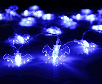 Velice Battery Operated LED Fairy String Lights 20 Blue Bat Lights Halloween Christmas Decoration Lights (Blue Bat)